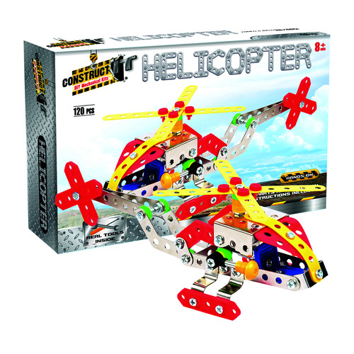 120pc Construct IT DIY Helicopter Toy w/ Tools Kit Kids 8y+