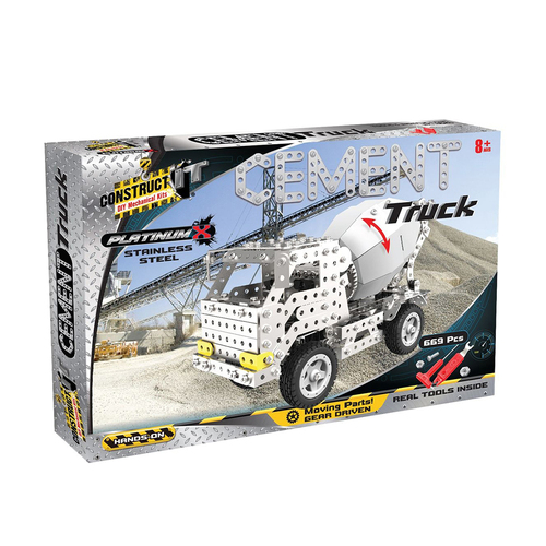 669pc Construct IT Platinum-X DIY Cement Truck Toy w/ Tools Kit Kids 8y+