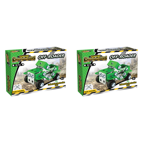 2x 90pc Construct IT Constructables DIY Off-Roader Toy w/ Tools Kids 6y+ Green