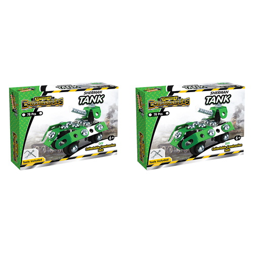 2x 78pc Construct IT Constructables DIY Tank Toy w/ Tools Kids 6y+ Green