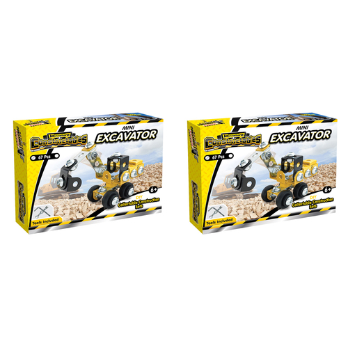 2x 67pc Construct IT Constructables DIY Excavator Toy Set w/ Tools Kids 6+ YLW