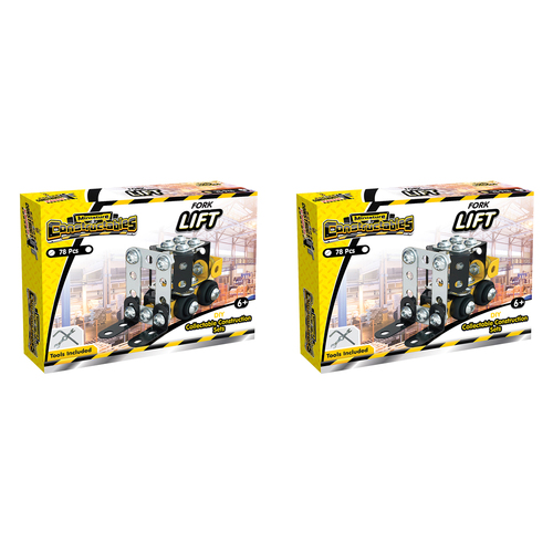 2x 78pc Construct IT Constructables DIY Fork Lift Toy Set w/ Tools Kids 6+ YLW