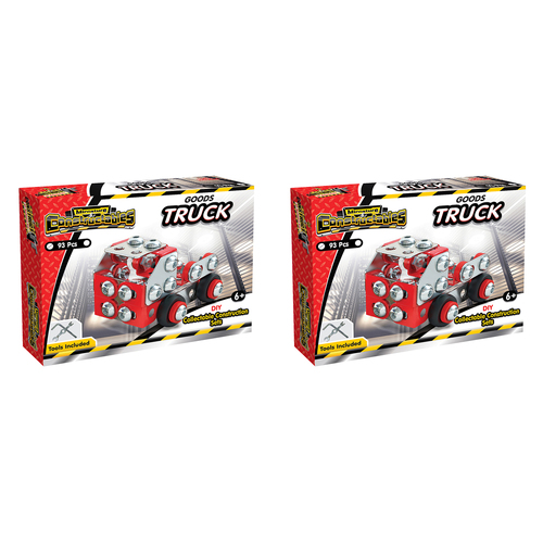 2x 93pc Construct IT Constructables DIY Goods Truck Toy Set w/Tool Kids 6+ Red