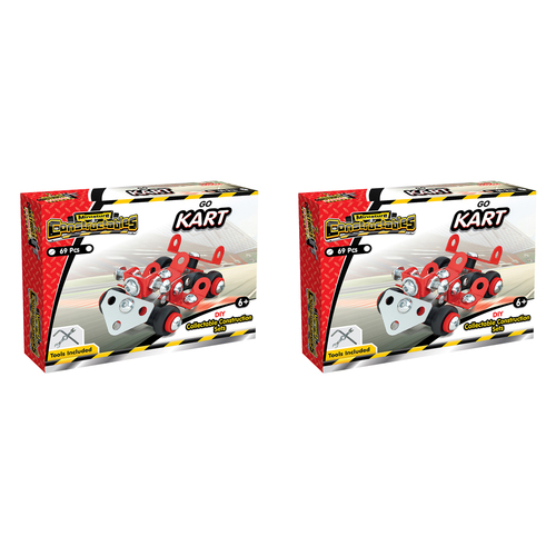 2x 69pc Construct IT Constructables DIY Go Kart Toy Set w/ Tools Kids 6y+ Red