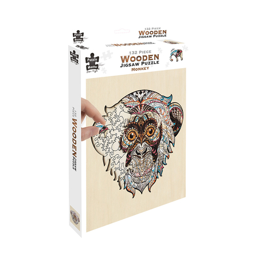 132pc Puzzle Master Series-1 Wooden Jigsaw w/ Stand Set Kids 8y+ Monkey