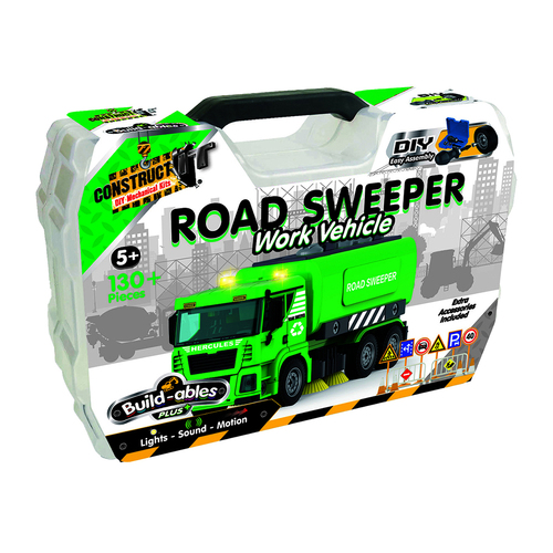 130pc Construct IT Buildables Road Sweeper DIY Toy Set w/ Case Kids 5+