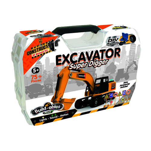 75pc Construct IT Buildables Excavator DIY Toy Set w/ Case Kids 5+