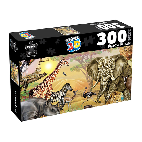 300pc Puzzle Master Super 3D Jigsaw Puzzle Set Kids 5y+ African Animals