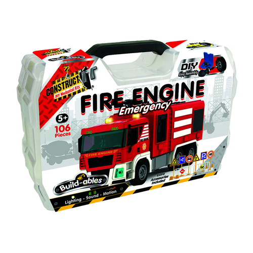 106pc Construct IT Buildables Fire Engine DIY Toy Set w/ Case Kids 5+
