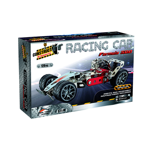129pc Construct IT DIY Racing Car Formula 500 Toy w/ Tools Kit Kids 8y+