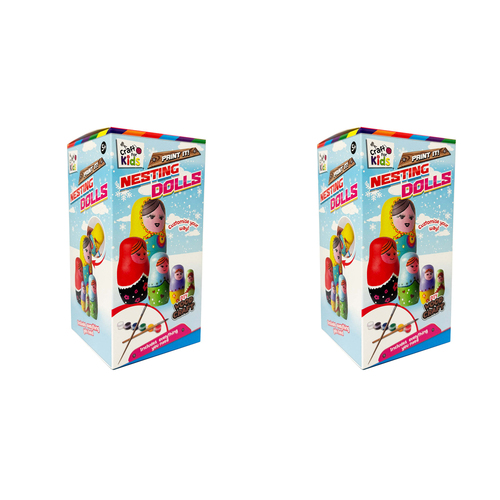 2PK Craft For Kids Paint Your Own Wooden Nesting Dolls 5y+