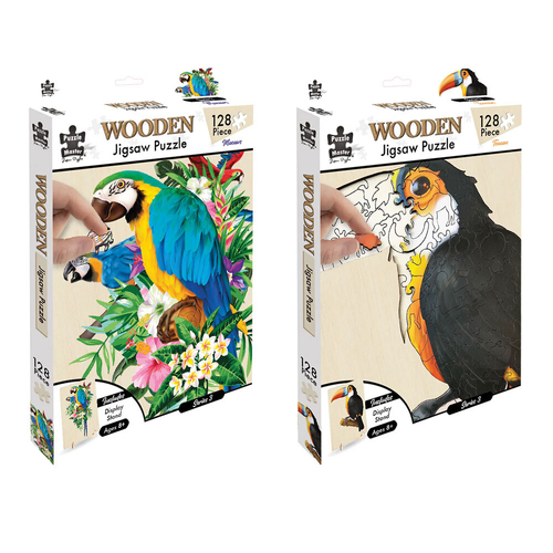 2pc Puzzle Master Kids Macaw and Toucan Wooden Puzzle Series 5 Set 12y+