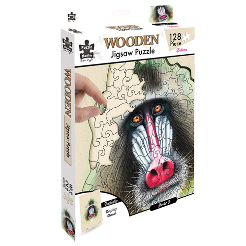 128pc Puzzle Master Kids Wooden Jigsaw Puzzle Series 4 - Baboon 12y+