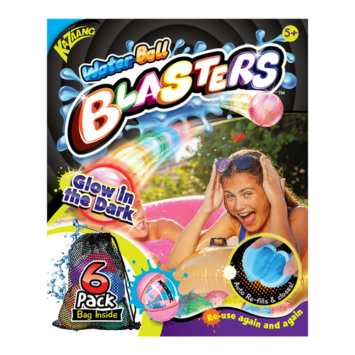 6pc Kazaang Glow In the Dark Refillable Water Ball Blasters w/ Bag Kids 5y+