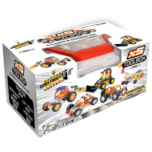 Construct IT 5in1 Toolbox Kids STEM Metal Construction Set 8y+
