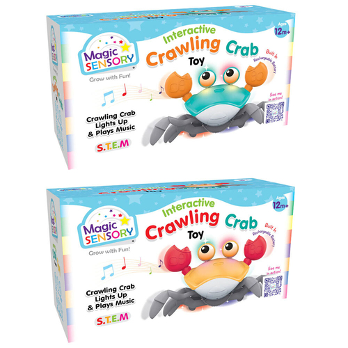 2pc Magic Sensory Interactive Crab Crawler Baby Toy Blue and Orange Set 18m+