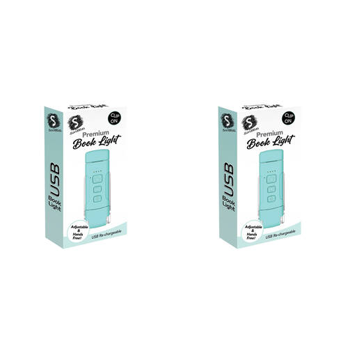 2PK Scribbles Stationery LED USB Clip on Bedtime Reading Booklight Blue 5y+