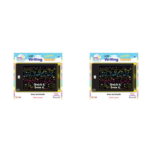 2PK Magic Sensory 8.5" Interactive LCD Writing Tablet Yellow Doodle Kids 3y+