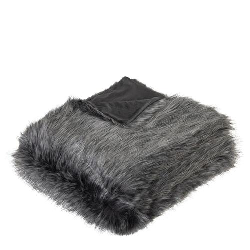 J. Elliot Grey Wolf Faux Fur Throw 130x160cm Steel Grey