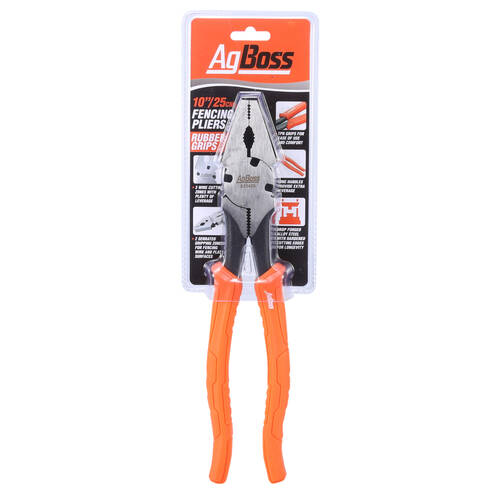 AgBoss Fencing Pliers With Rubber Grips 250mm/10 Inch Orange