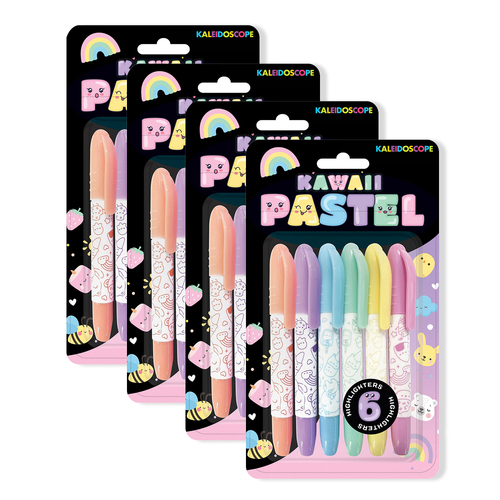 4x Kaleidoscope 6pc Kawaii Pastel Coloured Markers Set 