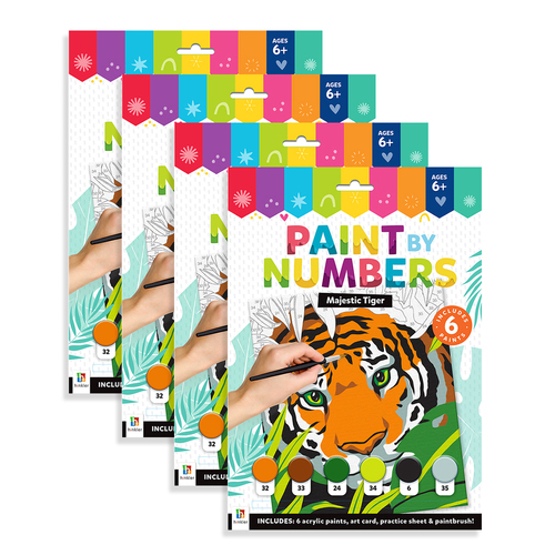 4x Curious Craft Majestic Tiger Paint by Numbers Art And Craft Kit 6y+