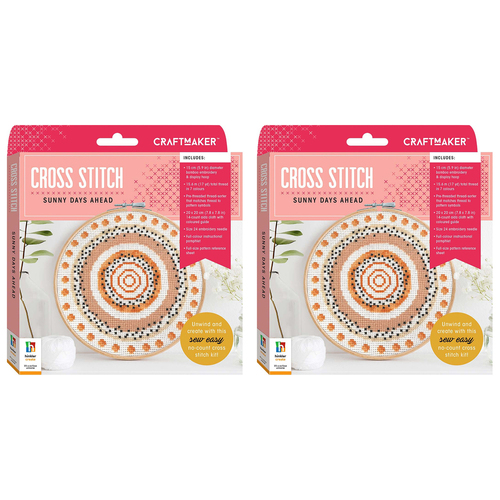 2x Craft Maker Cross-stitch Kit: Sunny Days Ahead Art/Craft Set 