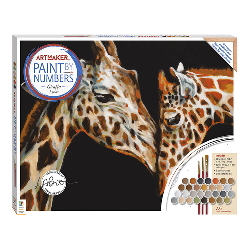 Art Maker Paint by Numbers Canvas Giraffe Love Painting Set 