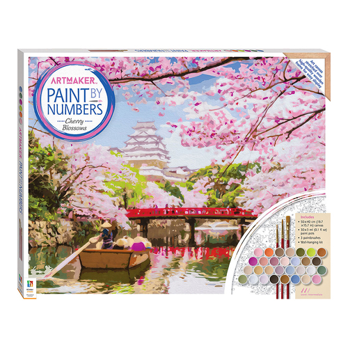 Art Maker Paint by Numbers Canvas Cherry Blossoms Painting Set 