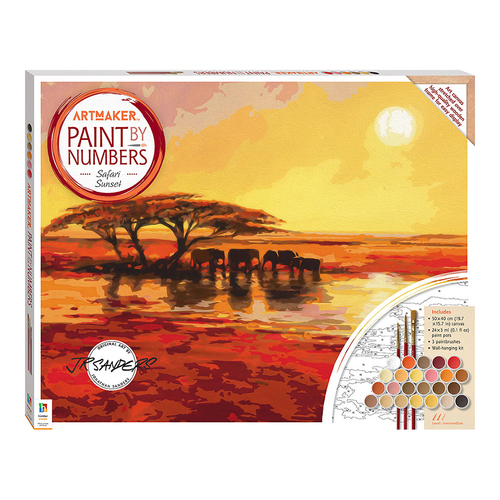 Art Maker Paint by Numbers Canvas Safari Sunset Painting Set 