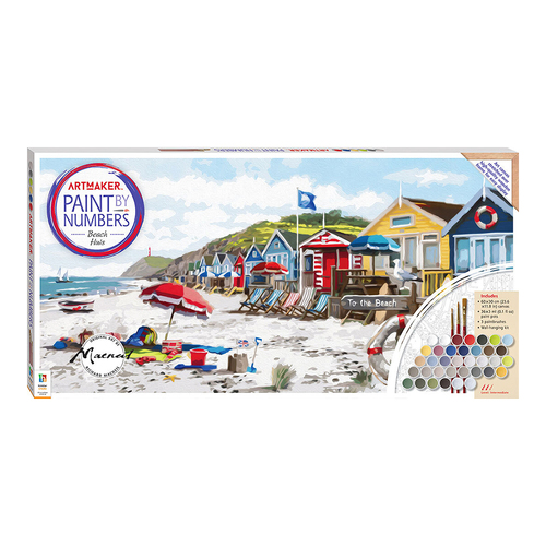 Art Maker Paint by Numbers Canvas Beach Huts Painting Set 