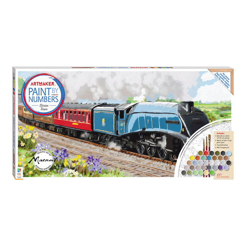 Art Maker Paint by Number Canvas Steam Train Craft Kit 