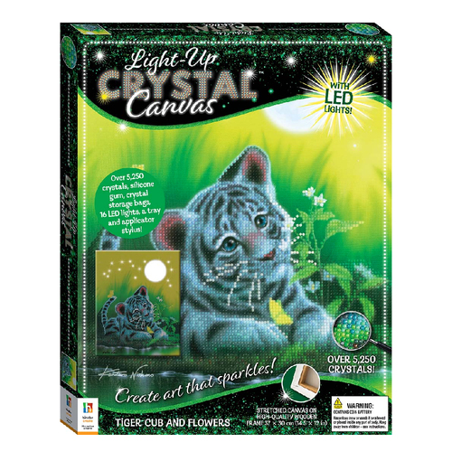 Art Maker Light-up Crystal Canvas Tiger Cub and Flowers Craft Activity Kit 