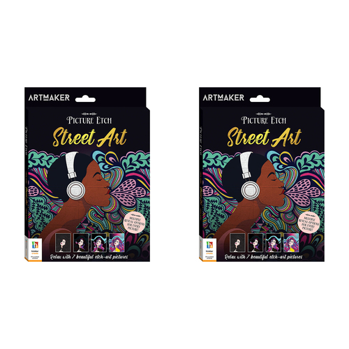 2x Art Maker Picture Etch Street Art Adult Activity Book 
