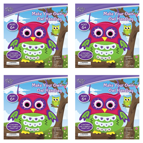 4PK Craft For Kids Make Your Own Owl Handbag Activity Kit 6y+