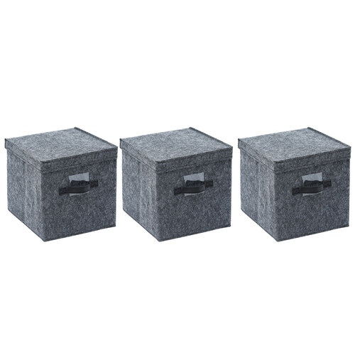 3PK Boxsweden 30cm Square Felt Storage Box w/ Lid