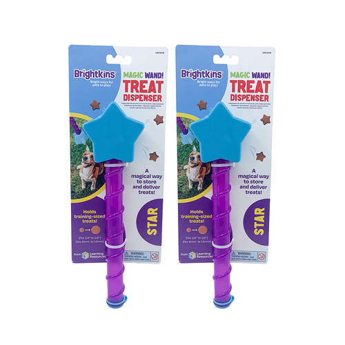 2PK Brightkins Magic Star Wand Dog/Pet Treat Dispenser Blue/Purple 6y+