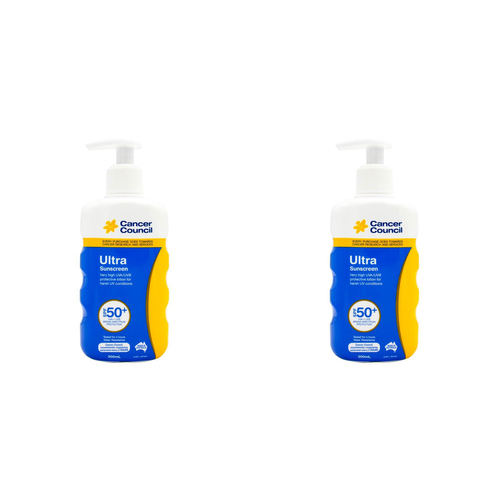 2PK Cancer Council 200ml Ultra Sunscreen SPF50+ Body Lotion