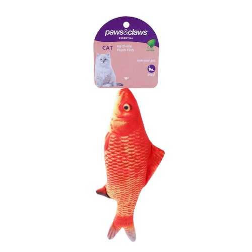 Paws & Claws 20cm Real Fish Printed Catnip Toy - Orange
