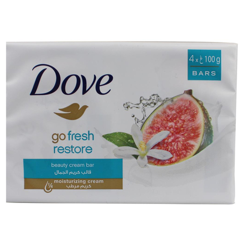 4x Dove 100g Go Fresh Restore Beauty Cream Bar - Blue Fig & Orange Blossom