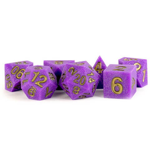 7pc Fanroll by Metallic Sharp Edge Silicone Rubber RPG Dice Set 16mm - Regal Ricochet