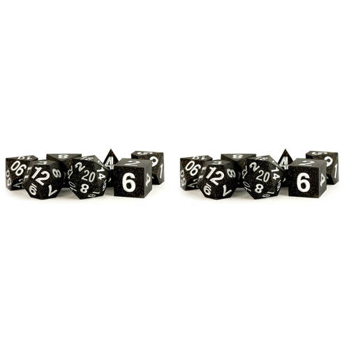 14pc Fanroll by Metallic Sharp Edge Silicone Rubber RPG Dice Set 16mm - Gold Scatter
