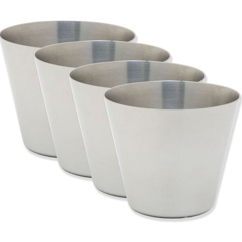 4x Cuisena 69mm Dariole Mould Stainless Steel Cup - Silver