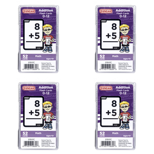 4x 52pc Duncan Math Flash Cards Addition Teaching Aid Kids 6y+