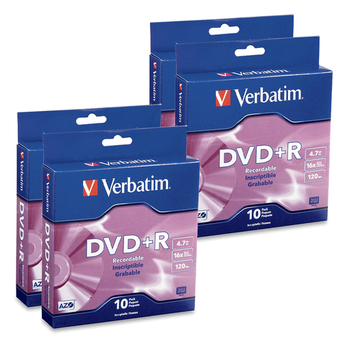 40pc Verbatim DVD+R 4.7GB 16x Speed Blank Disc w/ Spindle Case