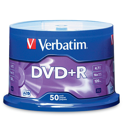 50PK Verbatim DVD-R 4.7GB 16x Speed Blank Disc w/ Spindle Case