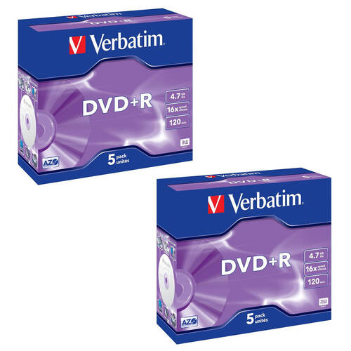 2x 5PK Verbatim DVD+R 4.7GB 120 Minutes