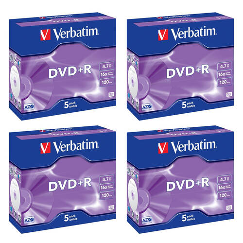 4x 5PK Verbatim DVD+R 4.7GB 120 Minutes