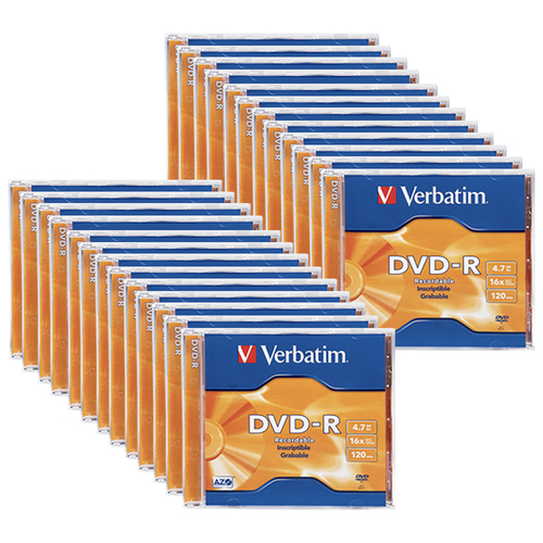 25pc Verbatim 4.7GB DVD-R 16x Speed Blank Discs w/ Jewel Case