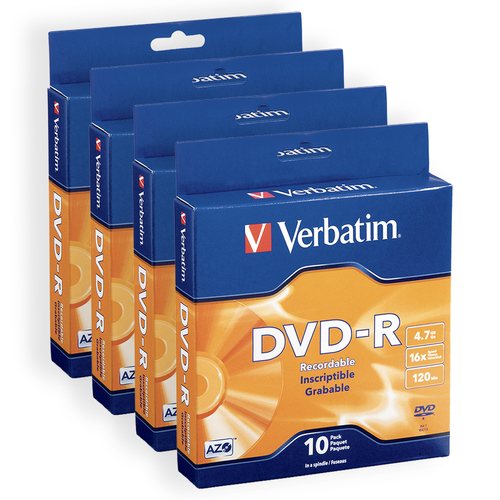 40pc Verbatim 4.7GB DVD-R 16x Speed Blank Discs w/ Jewel Case